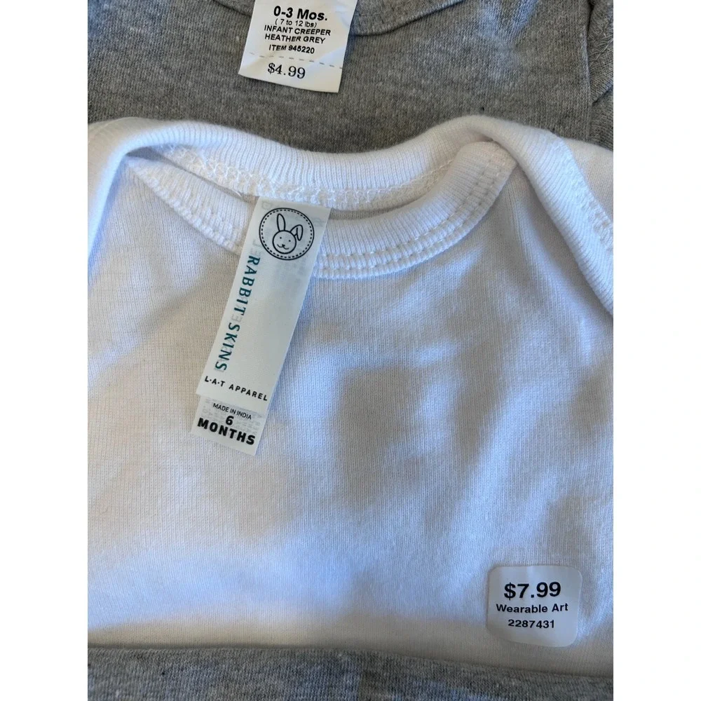 Lot of 5 Blank Baby Toddler Bodysuits Tee Bib For Craft Blanks Baby Shower Gifts